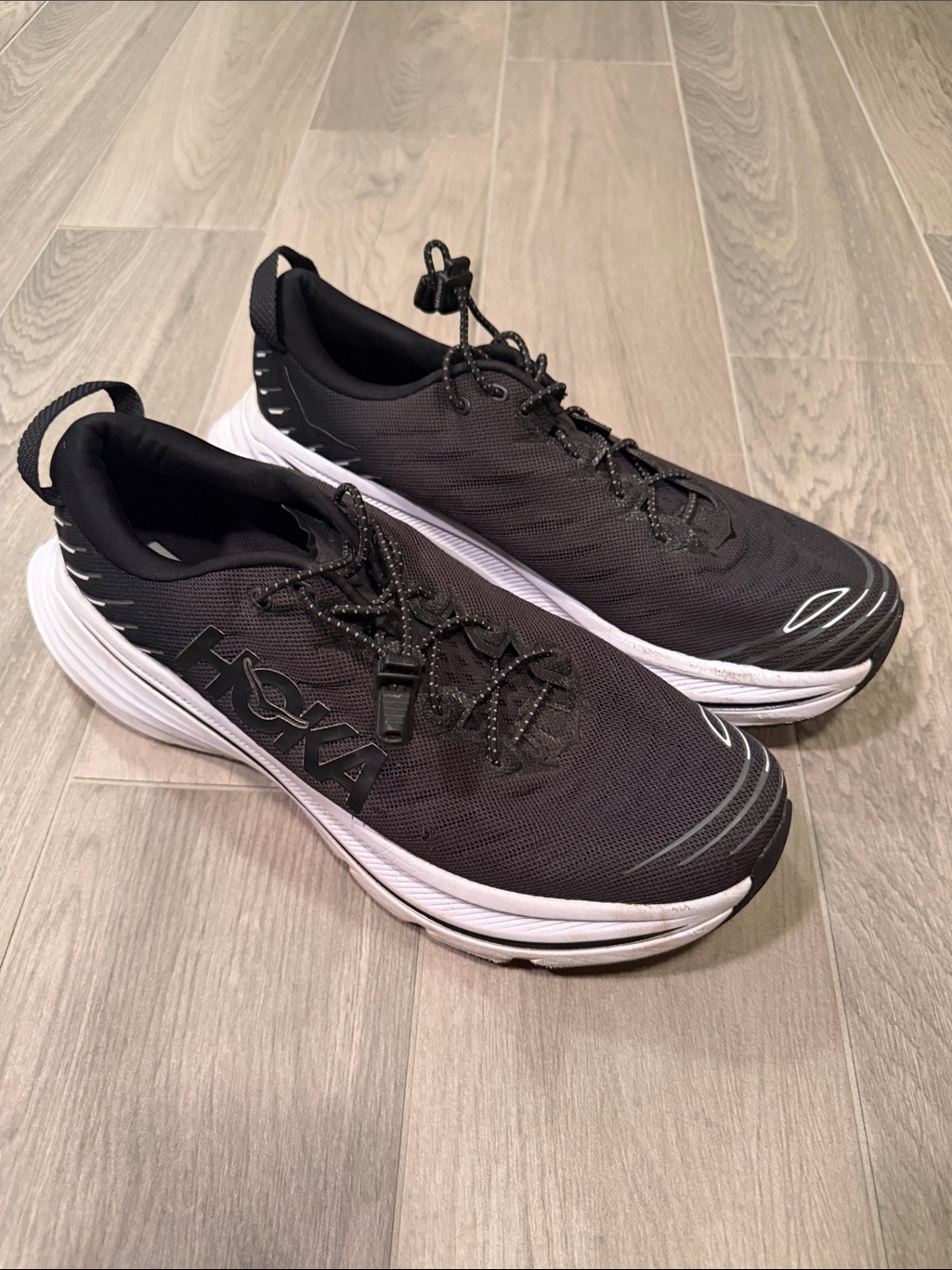 Hoka Men’s Black And White Road Running Shoes Size 12